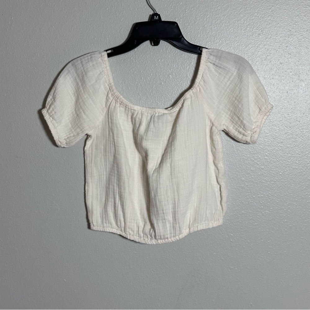 Old Navy Kids Girls White Cream Ribbed Off shoulder Blouse size L(10/12)